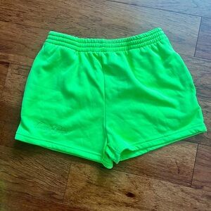 lonely ghost green embroided sweat shorts